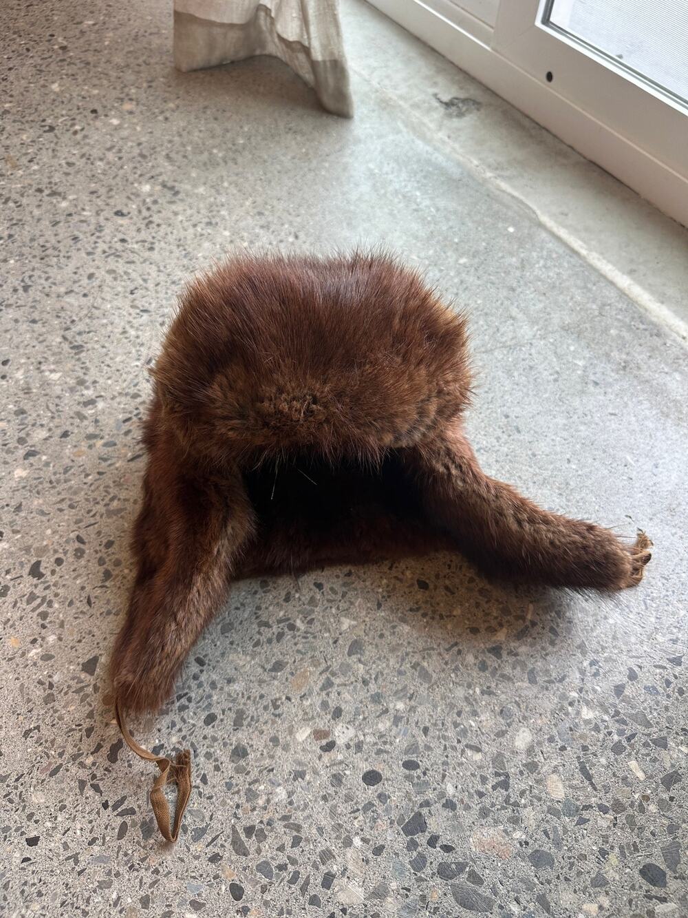 Vintage Brown Mink Fur Ushanka Trapper Hat Ear Flaps